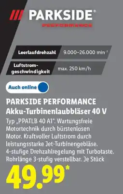 Lidl PARKSIDE PERFORMANCE Akku-Turbinenlaubbläser 40 V Angebot