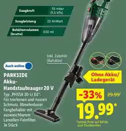 Lidl PARKSIDE Akku-Handstaubsauger 20 V Angebot