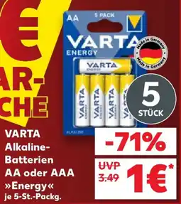 Kaufland VARTA Alkaline-Batterien AA oder AAA Energy Angebot