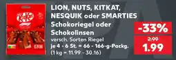 Kaufland LION, NUTS, KITKAT, NESQUIK oder SMARTIES Schokoriegel oder Schokolinsen Angebot