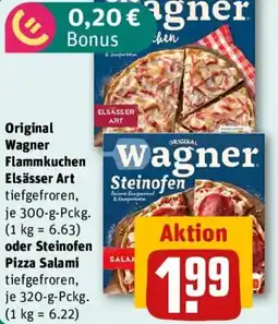 REWE Original Wagner Flammkuchen Elsässer Art oder Steinofen Pizza Salami Angebot