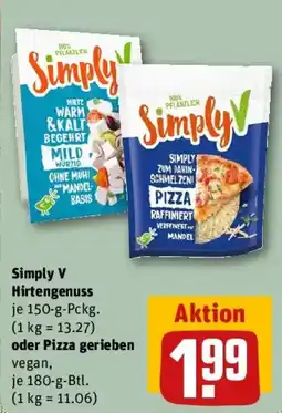 REWE Simply V Hirtengenuss oder Pizza gerieben Angebot