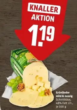 REWE Grünländer mild & nussig Schnittkäse Angebot