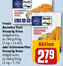 REWE Frosta Backofen Fisch Knusprig Kross oder Schlemmerfilet Knusprig Angebot