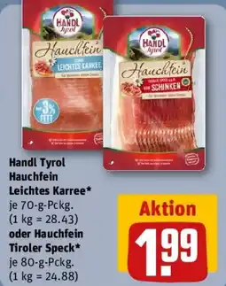 REWE Handl Tyrol Hauchfein Leichtes Karree oder Hauchfein Tiroler Speck Angebot