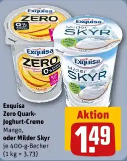 REWE Exquisa Zero Quark-Joghurt-Creme Mango oder Milder Skyr Angebot