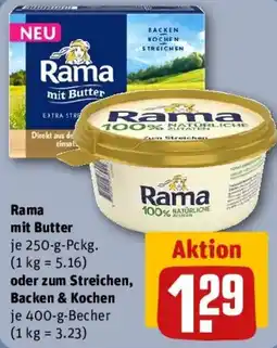 REWE Rama mit Butter oder zum Streichen, Backen & Kochen Angebot