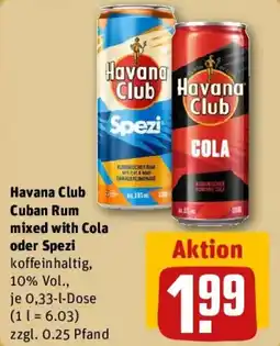 REWE Havana Club Cuban Rum mixed with Cola oder Spezi Angebot