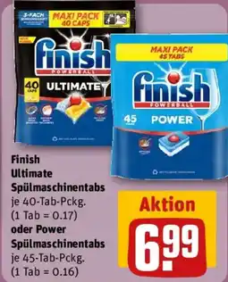 REWE Finish Spülmittel Spülmaschinentabs oder Power Spülmaschinentabs Angebot