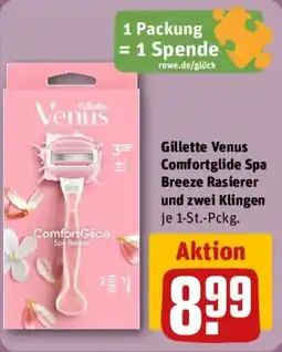 REWE Gillette Venus Comfortglide Spa Breeze Rasierer und zwei Klingen Angebot