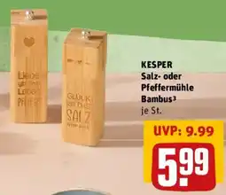 REWE KESPER Salz- oder Pfeffermühle Bambus Angebot