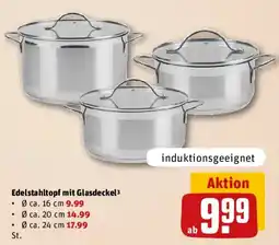 REWE Edelstahltopf mit Glasdeckel Angebot