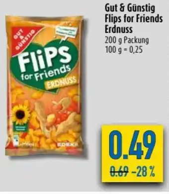 diska Gut & Gunstig Flips for Friends Erdnuss 200g Angebot