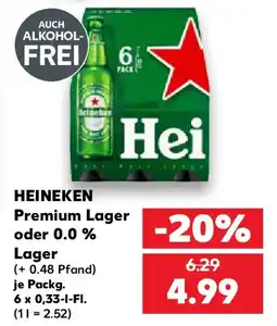 Kaufland HEINEKEN Premium Lager oder 0.0 % Lager Angebot