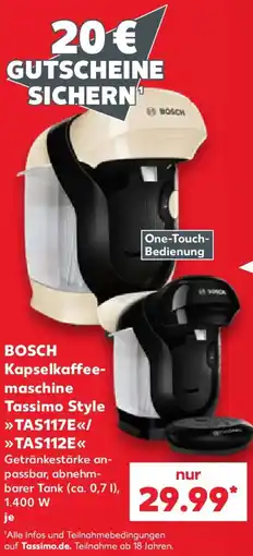 Kaufland BOSCH Kapselkaffeemaschine Tassimo Style TAS112E / TAS112E Angebot