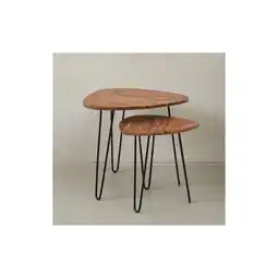 Netto Marken-Discount KADIMA DESIGN 2er Set Beistelltisch Sheesham Holz und Metall, Industrial-Design, Vielseitig Angebot