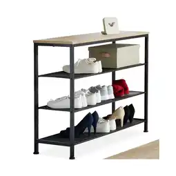 Netto Marken-Discount tectake Schuhregal, Industrial Style, Ablage und 3 Gitterablagen, 100 x 30,5 x 72,5 cm Angebot