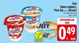 Edeka Zott Sahne-Joghurt, Pure Joy oder Dessert Angebot