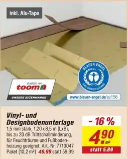 toom Baumarkt Vinyl- und Designbodenunterlage Angebot
