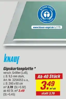 toom Baumarkt knauf Gipskartonplatte Angebot