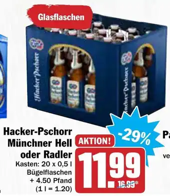 AEZ Hacker Pschorr Münchner hell oder Radler 20x0,5L Angebot