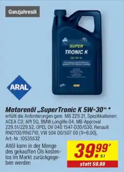 toom Baumarkt Motorenöl SuperTronic K 5W-30 Angebot