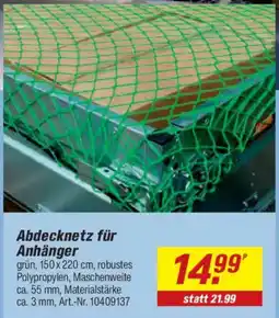 toom Baumarkt Abdecknetz für Anhänger Angebot