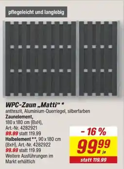 toom Baumarkt WPC-Zaun „Matti“ Angebot