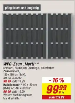 toom Baumarkt WPC-Zaun „Matti“ Angebot