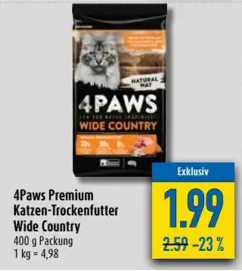 diska 4Paws Premium Katzen-Trockenfutter Wide  Country 400g Angebot