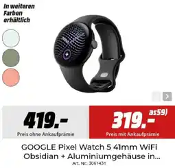 MediaMarkt GOOGLE Pixel Watch 5 41mm WiFi Obsidian + Aluminiumgehäuse Angebot