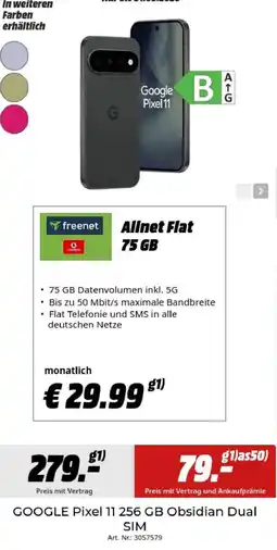 MediaMarkt GOOGLE Pixel 11 256 GB Obsidian Dual SIM Angebot