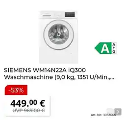 MediaMarkt SIEMENS WM14N22A iQ300 Waschmaschine Angebot