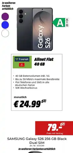 MediaMarkt SAMSUNG Galaxy S26 256 GB Black Dual SIM Angebot