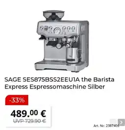 MediaMarkt SAGE SES875BSS2EEU1A the Barista Express Espressomaschine Silber Angebot