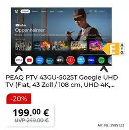 MediaMarkt PEAQ PTV 43GU-5025T Google UHD TV Angebot