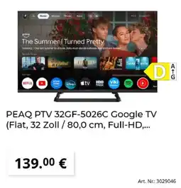 MediaMarkt PEAQ PTV 32GF-5026C Google TV Angebot