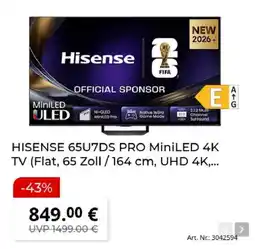 MediaMarkt HISENSE 65U7DS PRO MiniLED 4K TV Angebot
