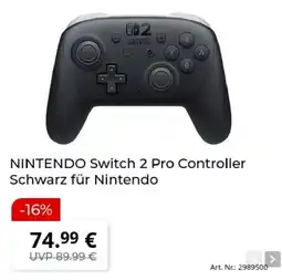 MediaMarkt NINTENDO Switch 2 Pro Controller Schwarz für Nintendo Angebot