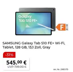 MediaMarkt SAMSUNG Galaxy Tab S10 FE+ Wi-Fi Angebot