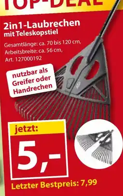 Sonderpreis Baumarkt 2in1-Laubrechen mit Teleskopstiel Angebot