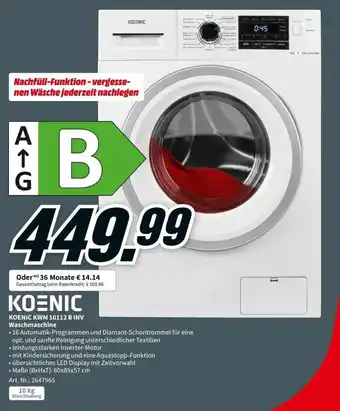 MediaMarkt Koenic KWM 10112 B Inv Waschmaschine Angebot