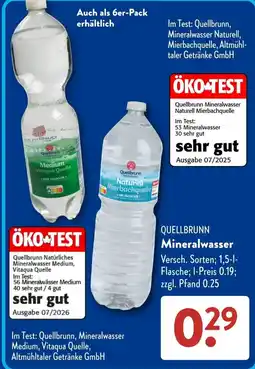 Aldi Süd Quellbrunn Mineralwasser Angebot