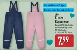 Aldi Nord L&D Kinder-Regenhose Angebot