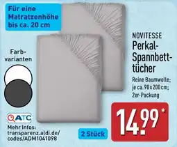 Aldi Nord NOVITESSE Perkal-Spannbetttücher Angebot