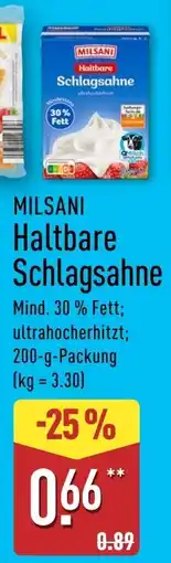 Aldi Nord MILSANI Haltbare Schlagsahne Angebot