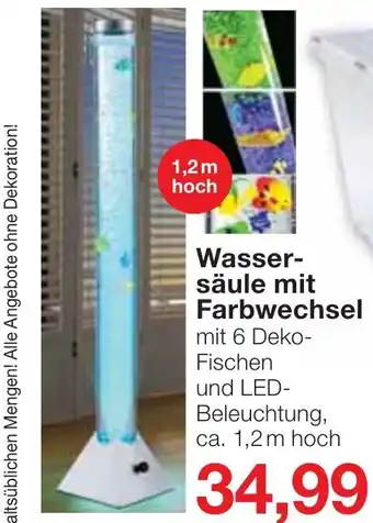 Jawoll Wasser-Säule Mit Farbwechsel mit 6  Deko-Fischen und LED-Beleuchtung, ca. 1.2m hoch Angebot