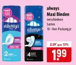 Famila Nord Ost always Maxi Binden Angebot