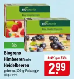 Famila Nord Ost Biogreno Himbeeren oder Heidelbeeren Angebot