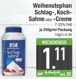 E-Center Weihenstephan Schlag-, Koch- Sahne oder -Creme Angebot